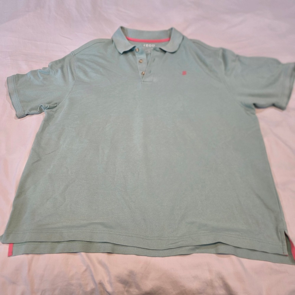 IZOD Polo Shirt Mens 2XL Mint Green Advantage Performance Stretch Short Sleeve